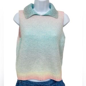 Knit colored cropped lightweight sleeveless sweater top ombré rainbow